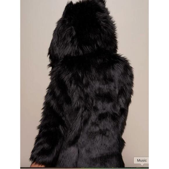 NWT Spirit Hoods Black Faux Fur Coat Black Wolf Sz XS - Picture 2 of 10